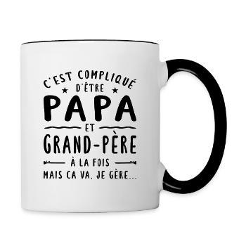 C'est Compliqué D'être Papa Et Grand-Père - Mug contrasté - blanc/noir - Droite