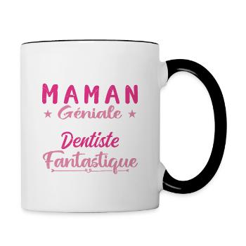 Une Maman Géniale Et Une Dentiste Fantastique - Mug contrasté - blanc/noir - Droite