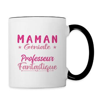 Je Suis Une Maman Géniale Et Une Professeur Fantas - Mug contrasté - blanc/noir - Droite