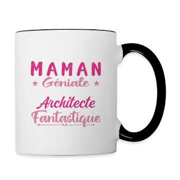 Une Maman Géniale Et Une Architecte Fantastique - Mug contrasté - blanc/noir - Droite