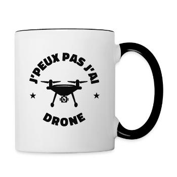 j'peux pas j'ai drone drones - Mug contrasté - blanc/noir - Droite