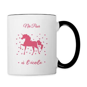 Née Pour équitation Force d'aller à l'école - Mug contrasté - blanc/noir - Droite