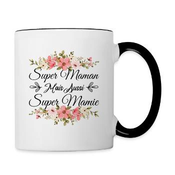 Super Maman Mais Aussi Super Mamie - Mug contrasté - blanc/noir - Droite