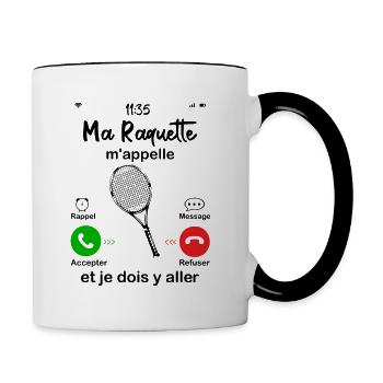 Ma Raquette M'appelle Et Je Dois Y Aller - Mug contrasté - blanc/noir - Droite