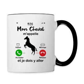Mon Cheval M'appelle. Et Je Dois Y Aller - Mug contrasté - blanc/noir - Droite
