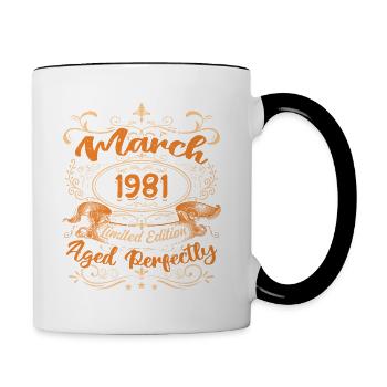 März 1981 | Perfekt gealtert - Tasse zweifarbig - Weiß/Schwarz - Rechts