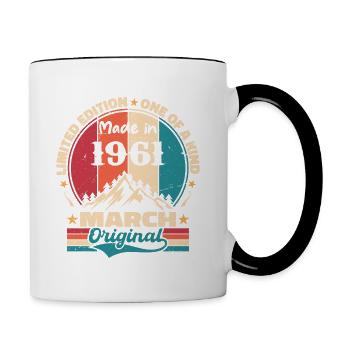 Anniversaire Vintage Né(e) en Mars 1961 - Mug contrasté - blanc/noir - Droite