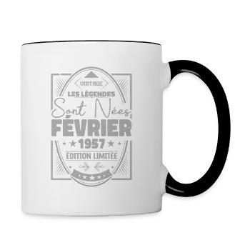 Les légendes sont nées en Février 1957 Cadeau - Mug contrasté - blanc/noir - Droite