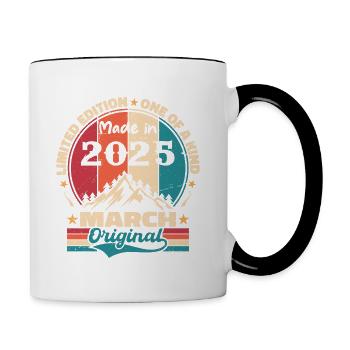 Anniversaire Vintage Né(e) en Mars 2025 - Mug contrasté - blanc/noir - Droite