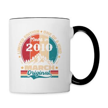 Anniversaire Vintage Né(e) en Mars 2010 - Mug contrasté - blanc/noir - Droite