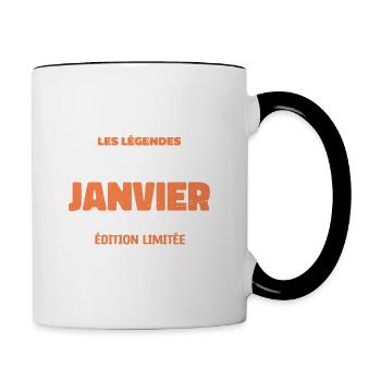Janvier 2016 | Vintage Anniversaire 2016 Rétro - Mug contrasté - blanc/noir - Droite