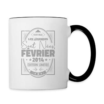 Les légendes sont nées en Février 2014 Cadeau - Mug contrasté - blanc/noir - Droite