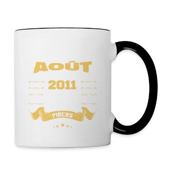 Les légendes sont nées en Août 2011 | vintage - Mug contrasté - blanc/noir - Droite