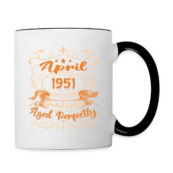 Anniversaire Vintage Idée Cadeau Avril 1951 - Mug contrasté - blanc/noir - Droite