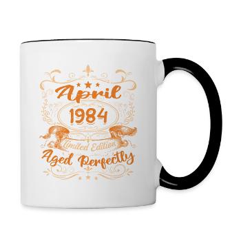 Birthday Vintage Gift Idea April 1984 - Contrasting Mug - white/black - Right