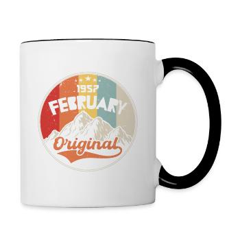 Février Né en 1957 | Cadeau D'anniversaire - Mug contrasté - blanc/noir - Droite