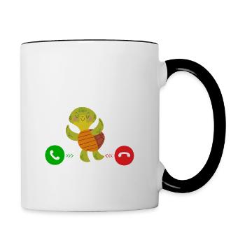 My Turtle Is Calling - Mug contrasté - blanc/noir - Droite
