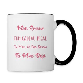 Mon Amour Saint Valentin Amour Couple Humour - Mug contrasté - blanc/noir - Droite