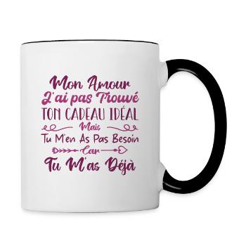 Mon Amour Saint Valentin Amour Couple Humour - Mug contrasté - blanc/noir - Droite