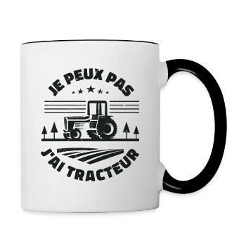 J'peux Pas J'ai Tracteur - Mug contrasté - blanc/noir - Droite