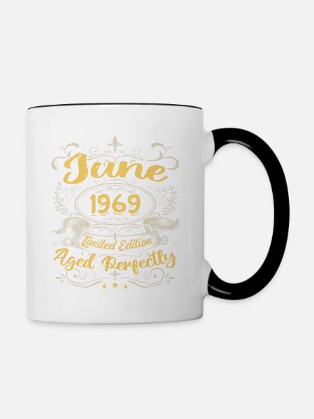 Juni 1969| Vintage Geschenk 1969 - Tasse zweifarbig - Weiß/Schwarz
