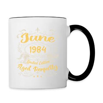 Juin 1984 | Vintage Cadeau 1984 - Mug contrasté - blanc/noir - Droite