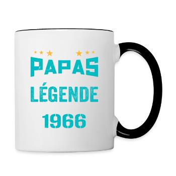 Les Papas De Légende Née En 1966 | Fête Des Pères - Mug contrasté - blanc/noir - Droite