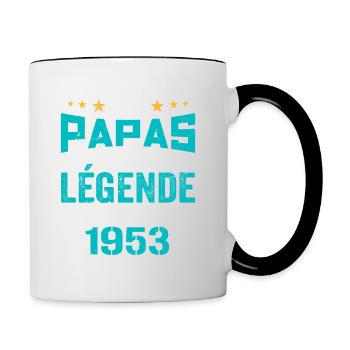 Les Papas De Légende Née En 1953 | Fête Des Pères - Mug contrasté - blanc/noir - Droite