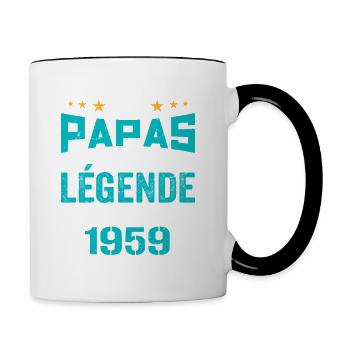 Les Papas De Légende Née En 1959 | Fête Des Pères - Mug contrasté - blanc/noir - Droite