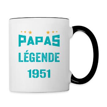 Les Papas De Légende Née En 1951 | Fête Des Pères - Mug contrasté - blanc/noir - Droite