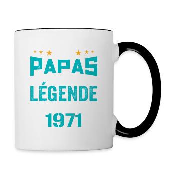 Les Papas De Légende Née En 1971 | Fête Des Pères - Mug contrasté - blanc/noir - Droite