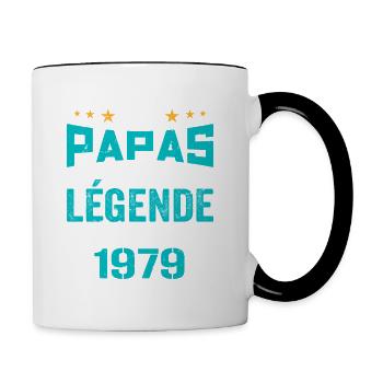 Les Papas De Légende Née En 1979 | Fête Des Pères - Mug contrasté - blanc/noir - Droite