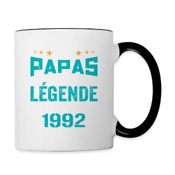 Les Papas De Légende Née En 1992 | Fête Des Pères - Mug contrasté - blanc/noir - Droite
