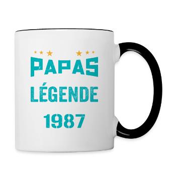 Les Papas De Légende Née En 1987 | Fête Des Pères - Mug contrasté - blanc/noir - Droite