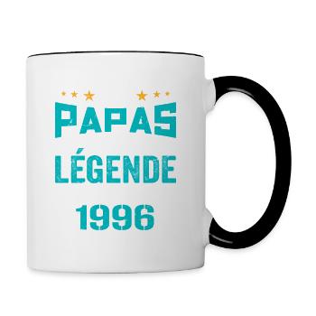 Les Papas De Légende Née En 1996 | Fête Des Pères - Mug contrasté - blanc/noir - Droite