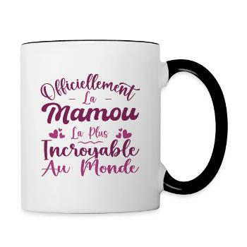 Officiellement La Mamou La Plus Incroyable Au Mond - Mug contrasté - blanc/noir - Droite