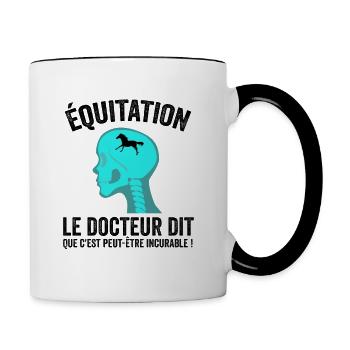 Equitation Cheval Humour Sport Passion Cadeau - Mug contrasté - blanc/noir - Droite