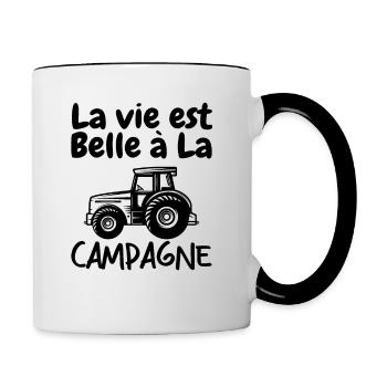 La Vie est Belle à La Campagne - Mug contrasté - blanc/noir - Droite