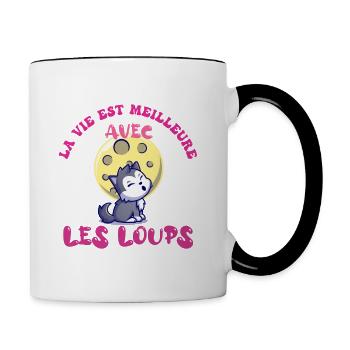 Enfant Fille La Vie Est Meilleure avec les Loups - Mug contrasté - blanc/noir - Droite