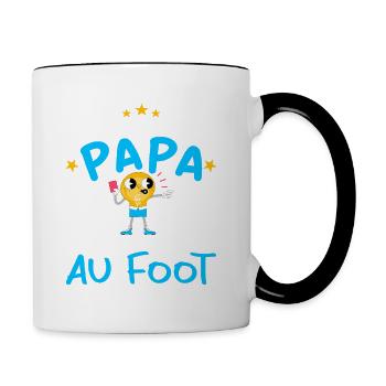 Preuve que papa n'est pas toujours au Foot - Mug contrasté - blanc/noir - Droite