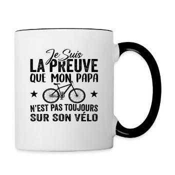 Papa cycliste cyclisme Bébé Nourrisson Naissance - Mug contrasté - blanc/noir - Droite