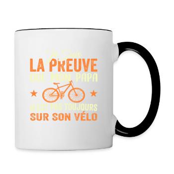 Papa cycliste cyclisme Bébé Nourrisson Naissance - Mug contrasté - blanc/noir - Droite