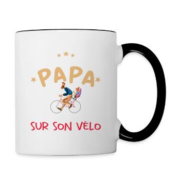Papa cycliste cyclisme Bébé Nourrisson Naissance - Mug contrasté - blanc/noir - Droite