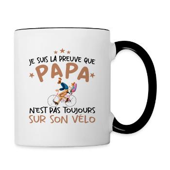 Papa cycliste cyclisme Bébé Nourrisson Naissance - Mug contrasté - blanc/noir - Droite