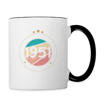 Geburtstagsgeschenk 1951 Frau | Jahrgang 1951 - Tasse zweifarbig - Weiß/Schwarz - Rechts