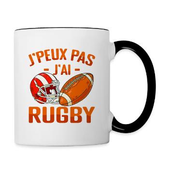Je Peux Pas J'ai Rugby - Mug contrasté - blanc/noir - Droite