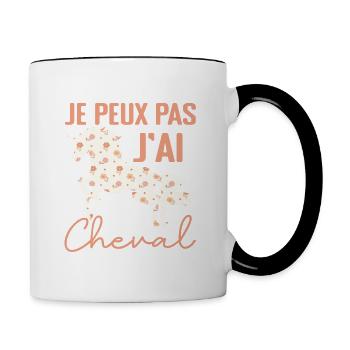 Je Peux Pas J'ai Cheval - Cadeau cheval Fleuri - Mug contrasté - blanc/noir - Droite