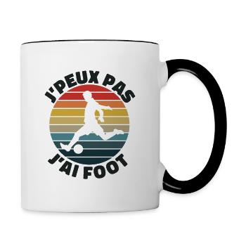 Je Peux Pas J'ai Foot | J'peux Pas J'ai foot - Mug contrasté - blanc/noir - Droite