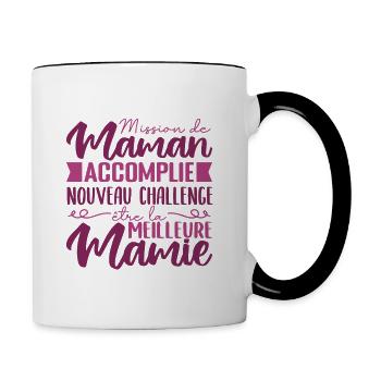 Mission de Maman Accomplie Mamie Annonce Grossesse - Mug contrasté - blanc/noir - Droite