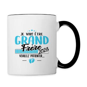 Je Vais Être Grand Frère 2023 | futur Grand Frère - Mug contrasté - blanc/noir - Droite